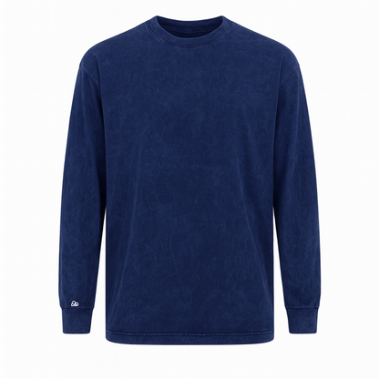 Camiseta Manga Longa Oversized Azul Estonado