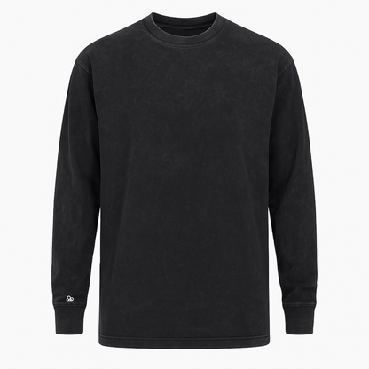 Camiseta Manga Longa Oversized Preto Estonado