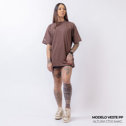 Camiseta Oversized Lisa Marrom Zero Encolhimento