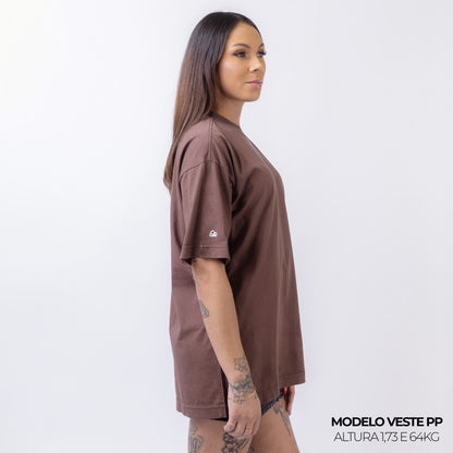 Camiseta Oversized Lisa Marrom Zero Encolhimento