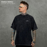 Camiseta Oversized Simple Preto Estonado