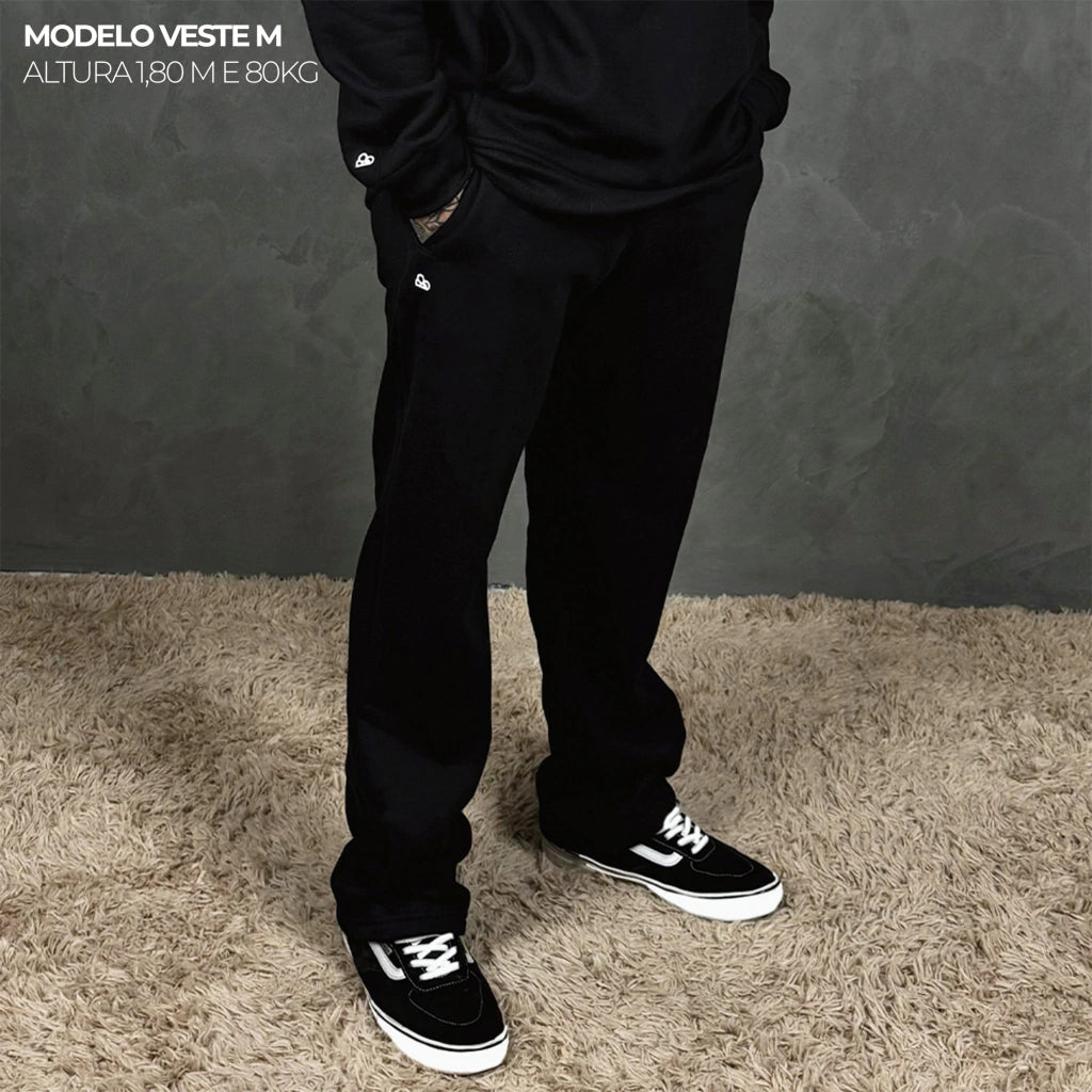 Calça Moletom Comfort Oversized Preto