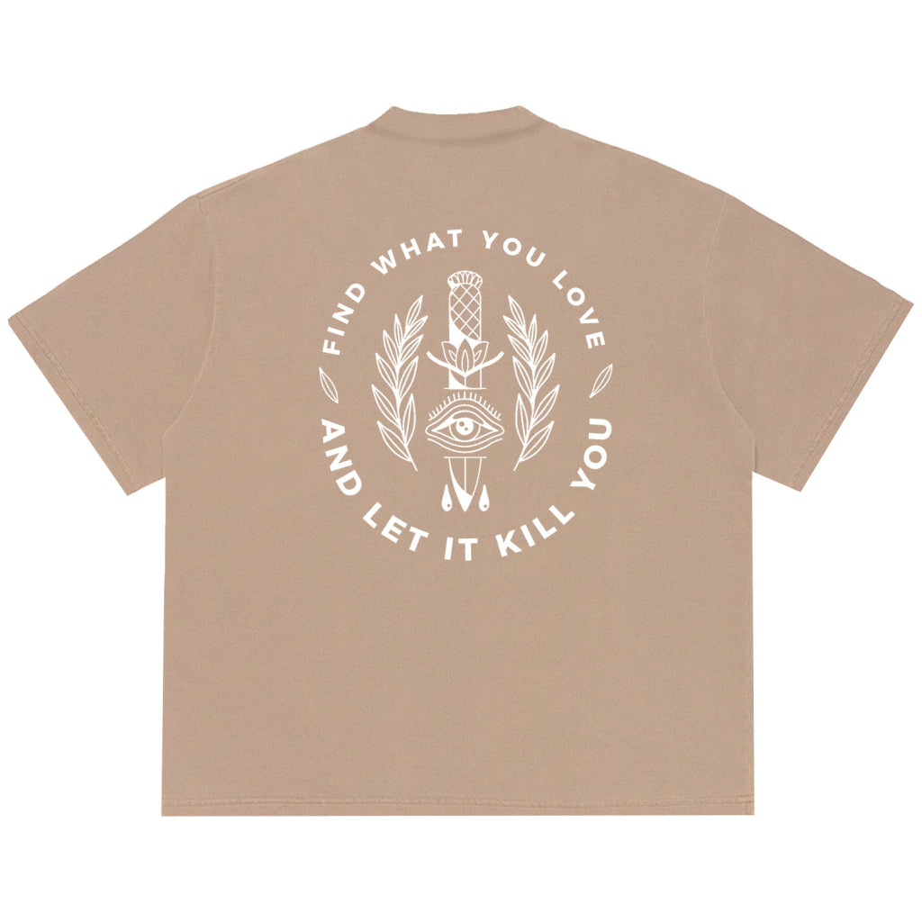 Camiseta Oversized Find What You Love Bege