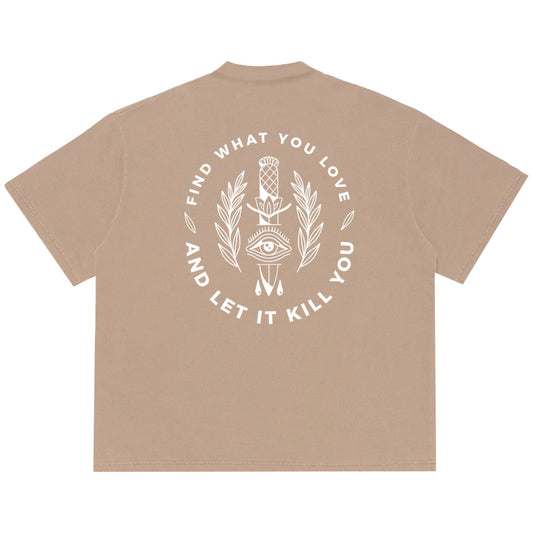 Camiseta Oversized Find What You Love Bege