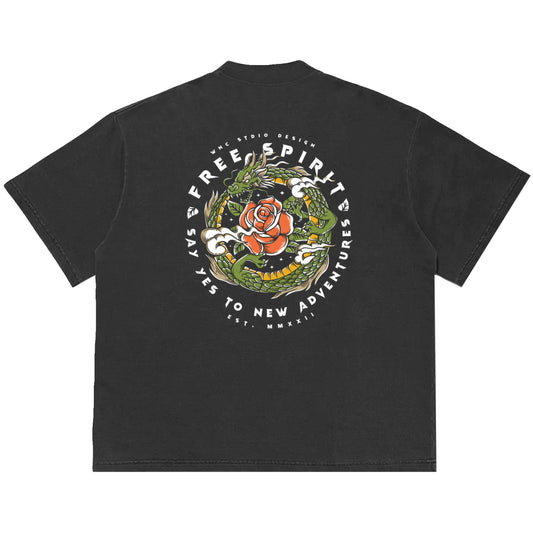 Camiseta Oversized Free Spirit Cinza