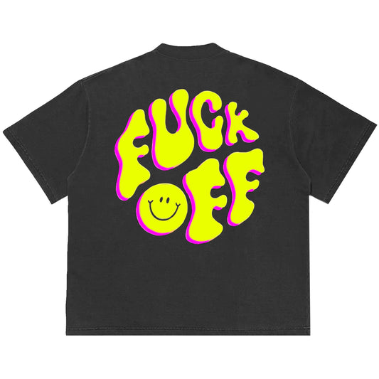Camiseta Oversized Fuck Off Cinza