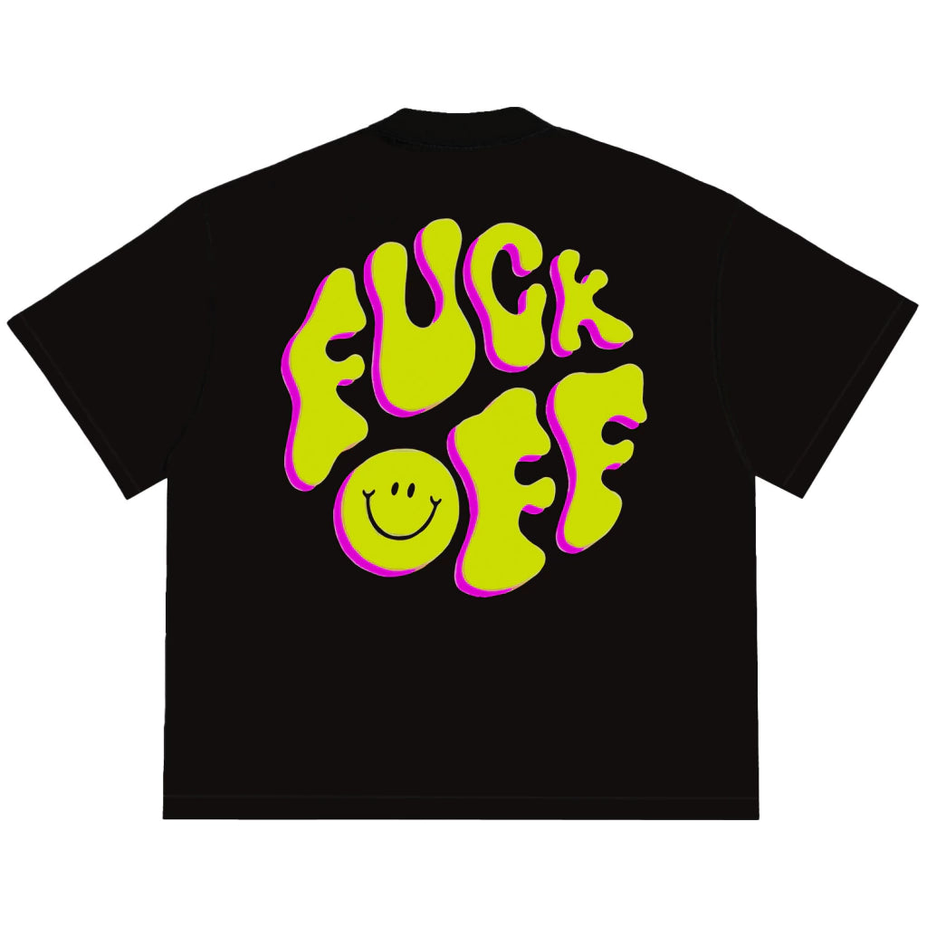 Camiseta Oversized Fuck Off Preto