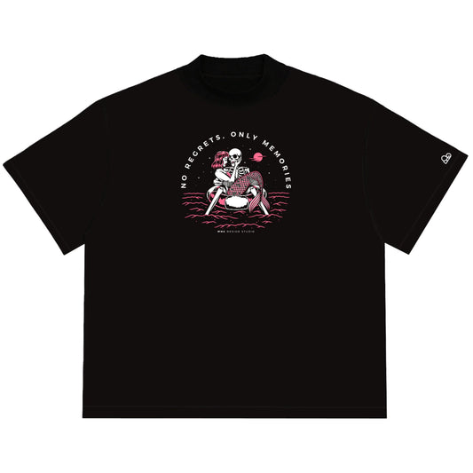 Camiseta Oversized No Regrets Only Memories Preto