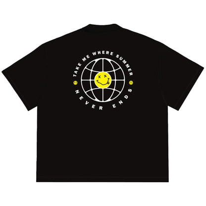 Camiseta Oversized Take Me When Summer Never Ends Preto