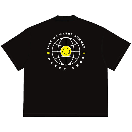 Camiseta Oversized Take Me When Summer Never Ends Preto