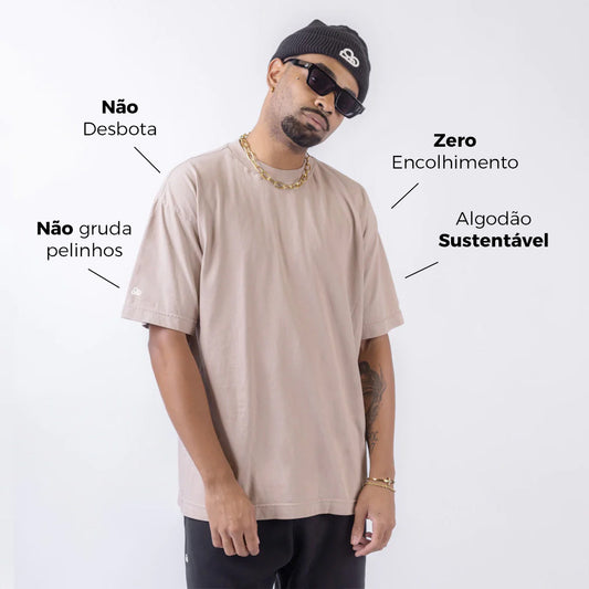 Camiseta Oversized Lisa Bege Zero Encolhimento