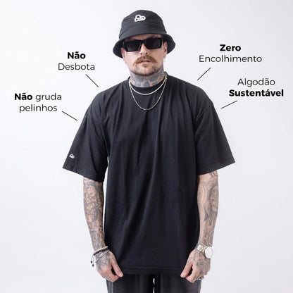 Camiseta Oversized Lisa Preto Zero Encolhimento