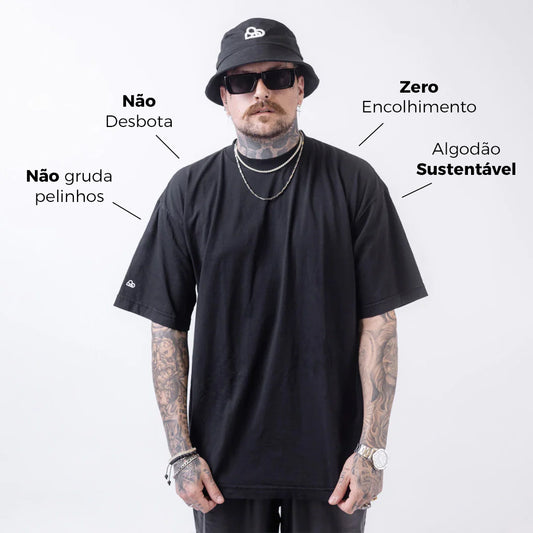 Camiseta Oversized Lisa Preto Zero Encolhimento
