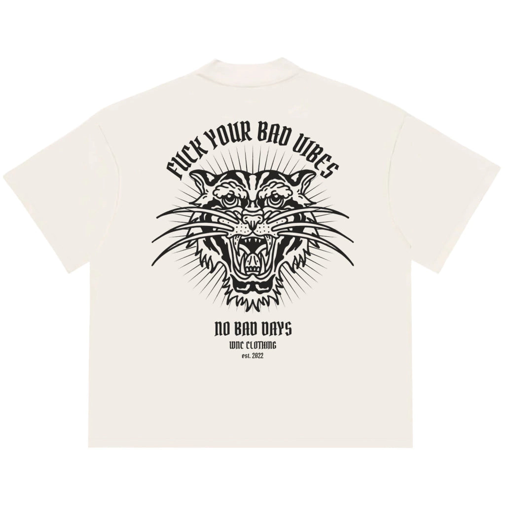 Camiseta Oversized Fuck Your Bad Vibes Off White