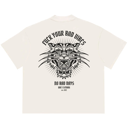 Camiseta Oversized Fuck Your Bad Vibes Off White