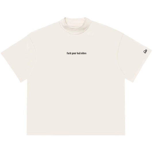 Camiseta Oversized Fuck Your Bad Vibes Off White