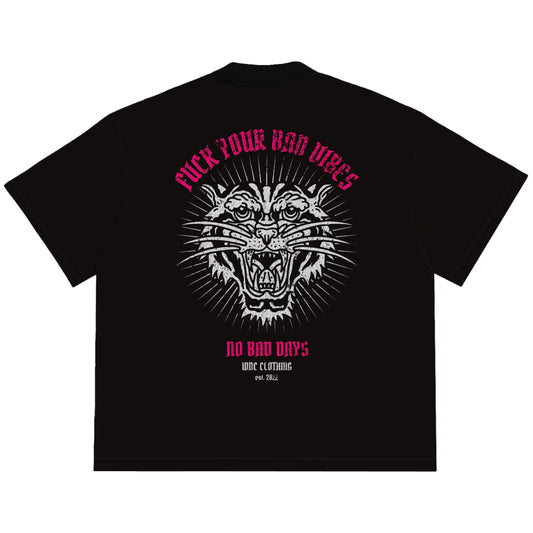 Camiseta Oversized Fuck Your Bad Vibes Preta