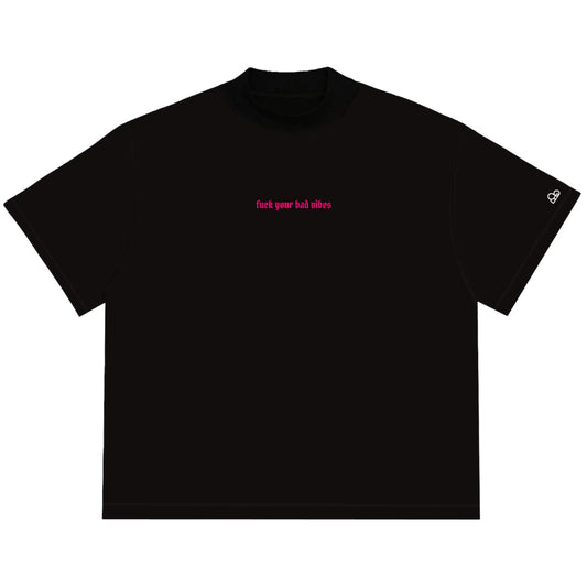 Camiseta Oversized Fuck Your Bad Vibes Preta