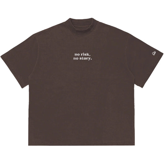 Camiseta Oversized No Risk No Story Marrom