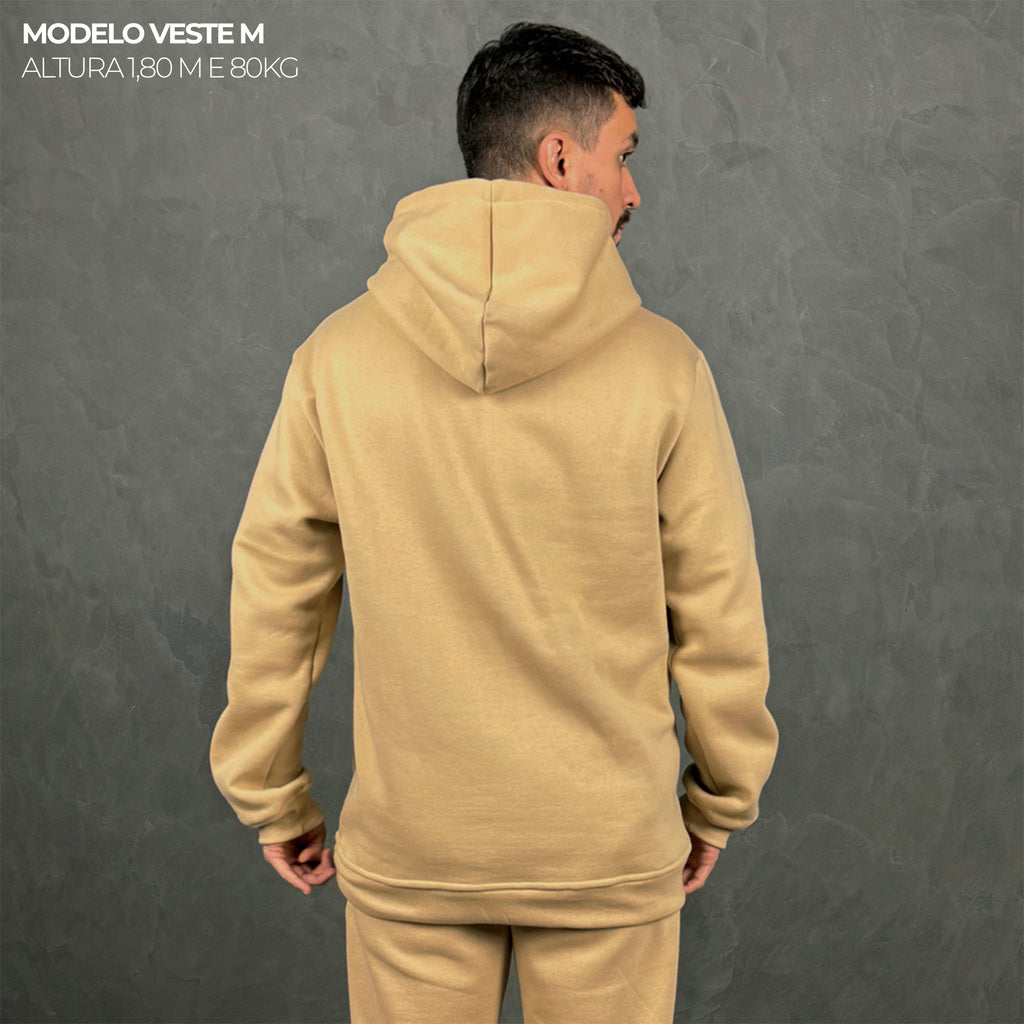 Moletom Comfort Canguru com Capuz Bege