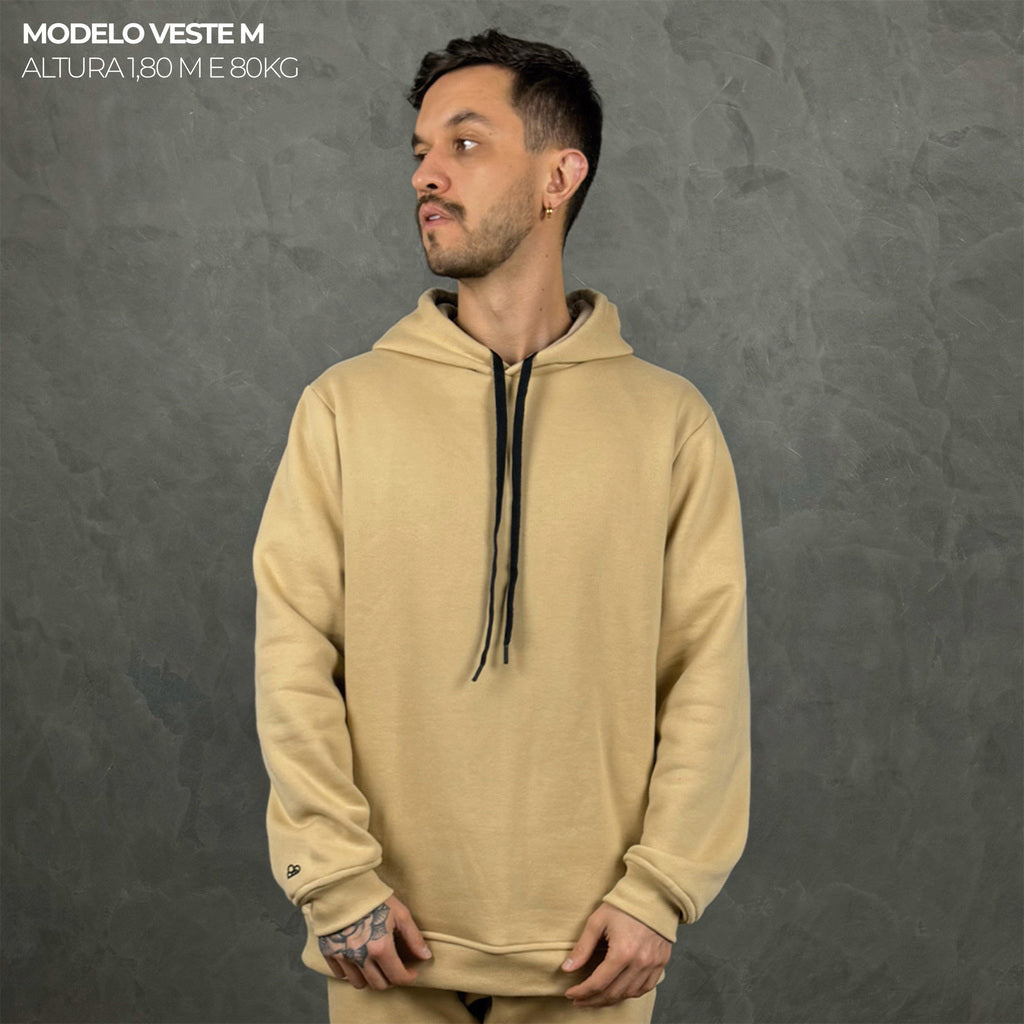 Moletom Comfort Canguru com Capuz Bege