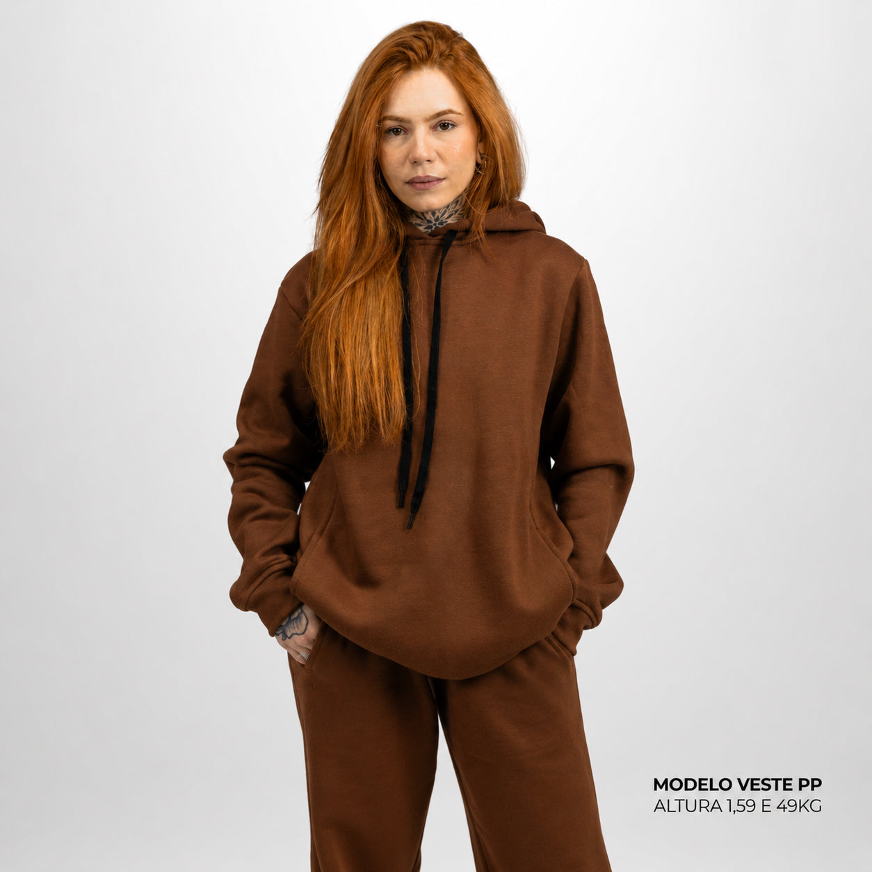 Moletom Comfort Canguru com Capuz Marrom