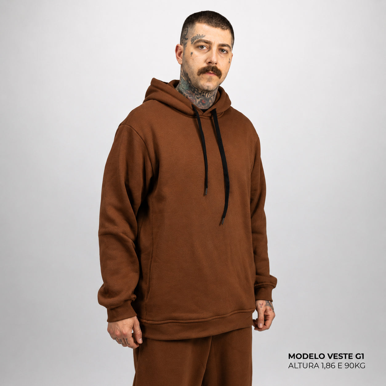 Moletom Comfort Canguru com Capuz Marrom