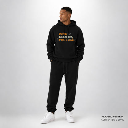Moletom Comfort Canguru com Capuz Preto Personalizado