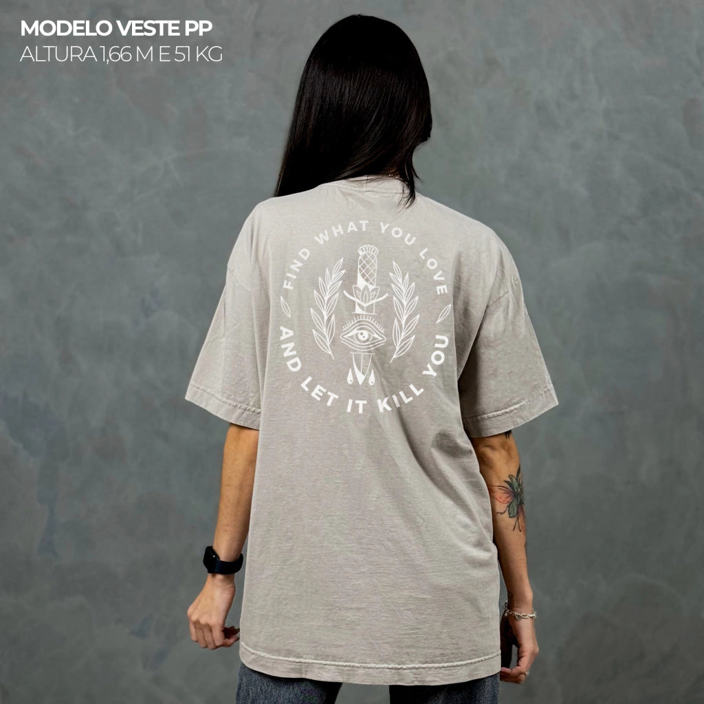 Camiseta Oversized Find What You Love Bege