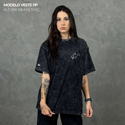 Camiseta Oversized Flipper Preto Estonado