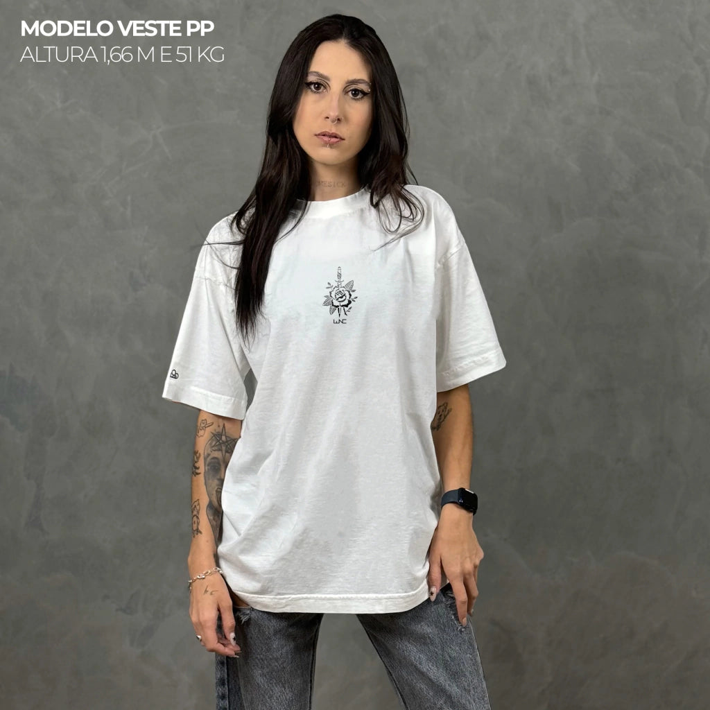 Camiseta Oversized Rose Knife Off White