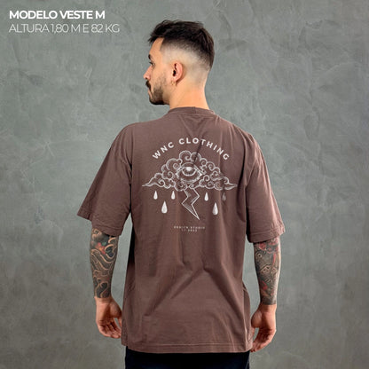 Camiseta Oversized Sad Cloud Marrom