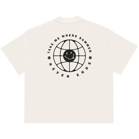 Camiseta Oversized Take Me When Summer Never Ends Off White